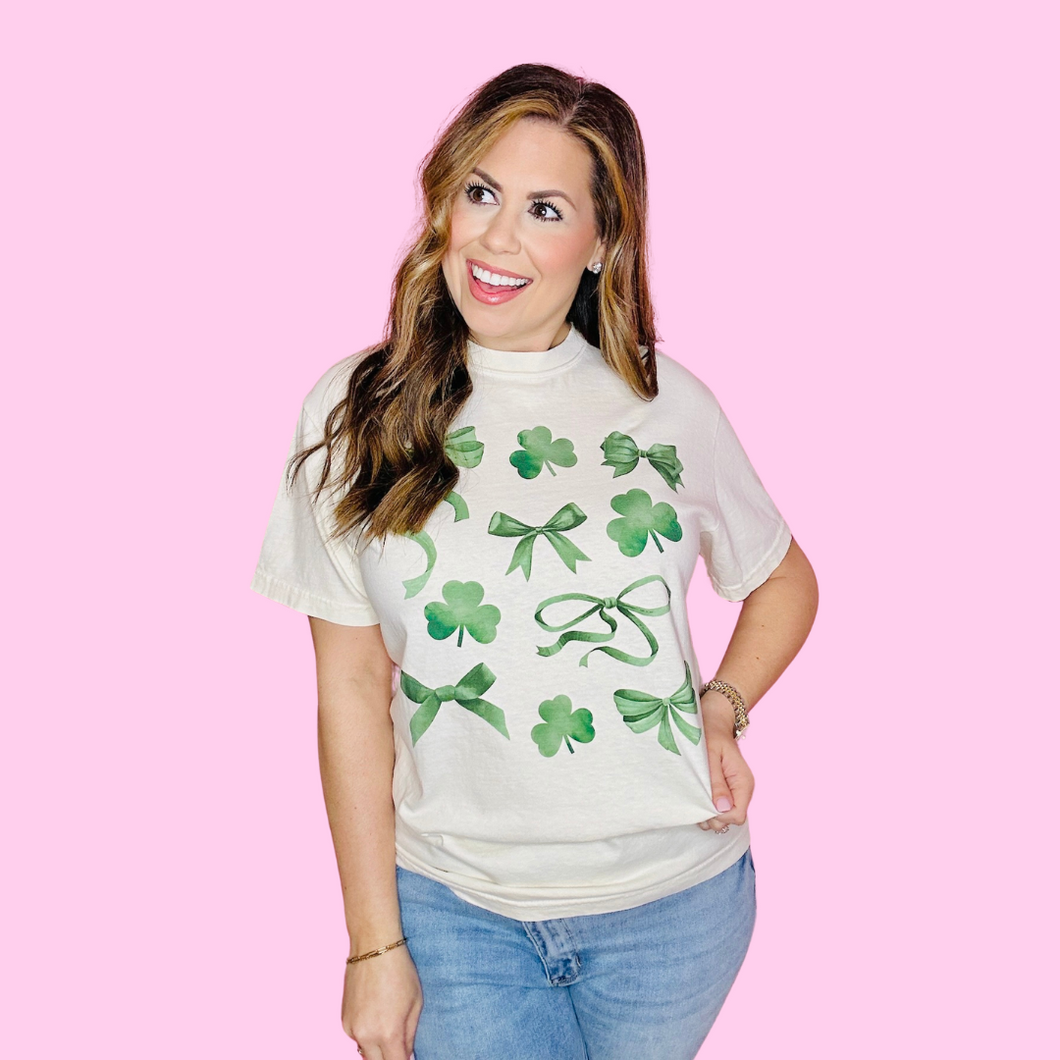 Coquette Bow & Clovers Tee