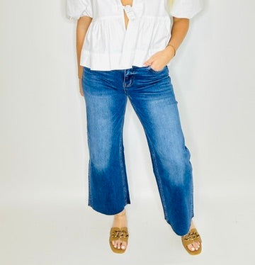 Upgraded High Rise Crop Wide Leg Denim