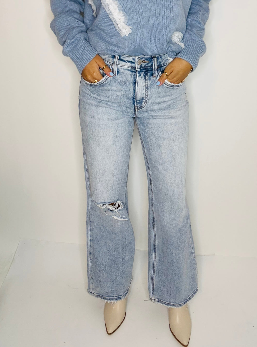 Cava High Rise Crop Wide Leg Denim