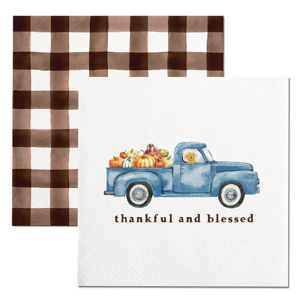 Thankful & Blessed - 3 Ply Cocktail Napkin